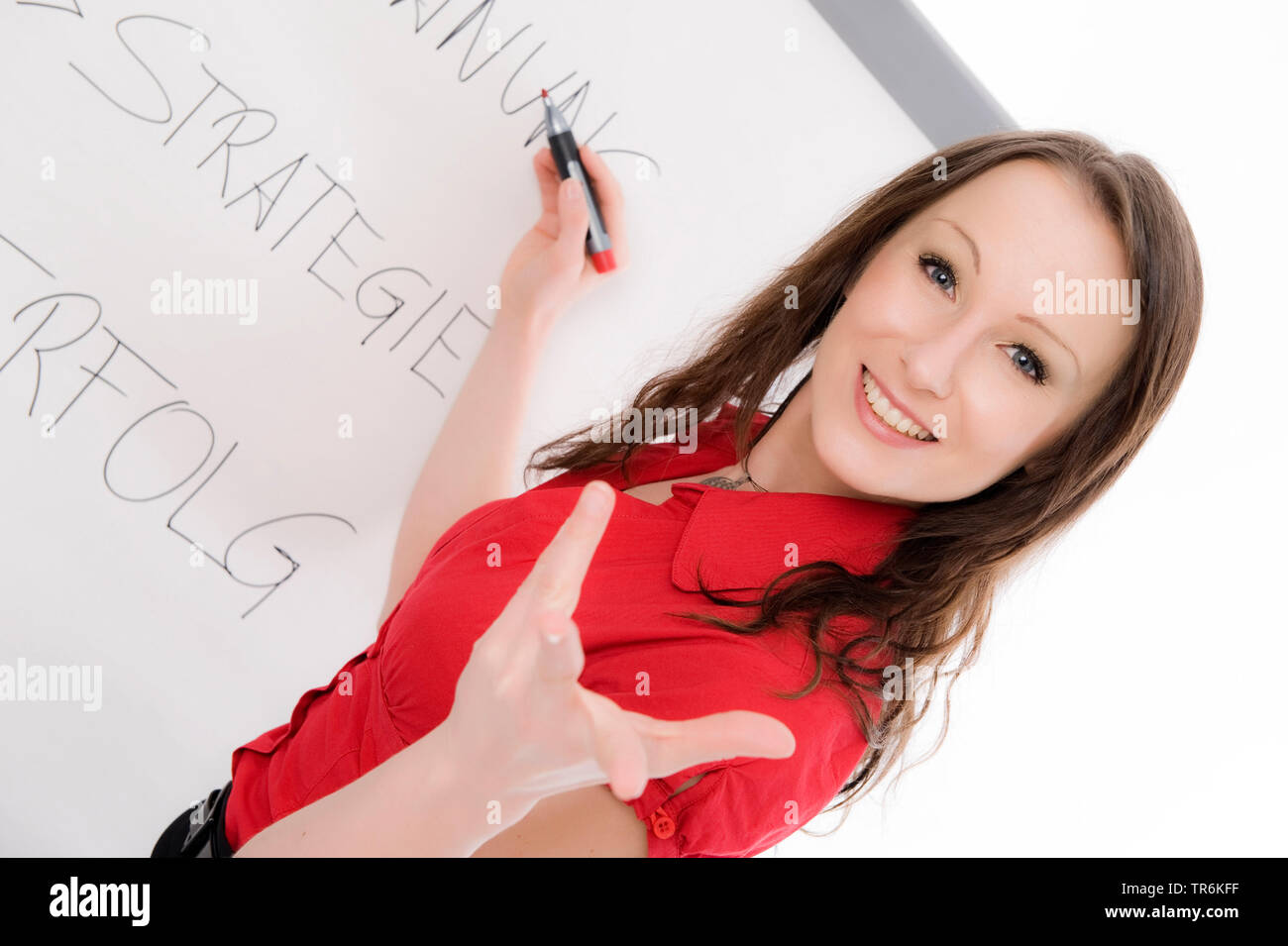 business woman with flip chart Stock Photo