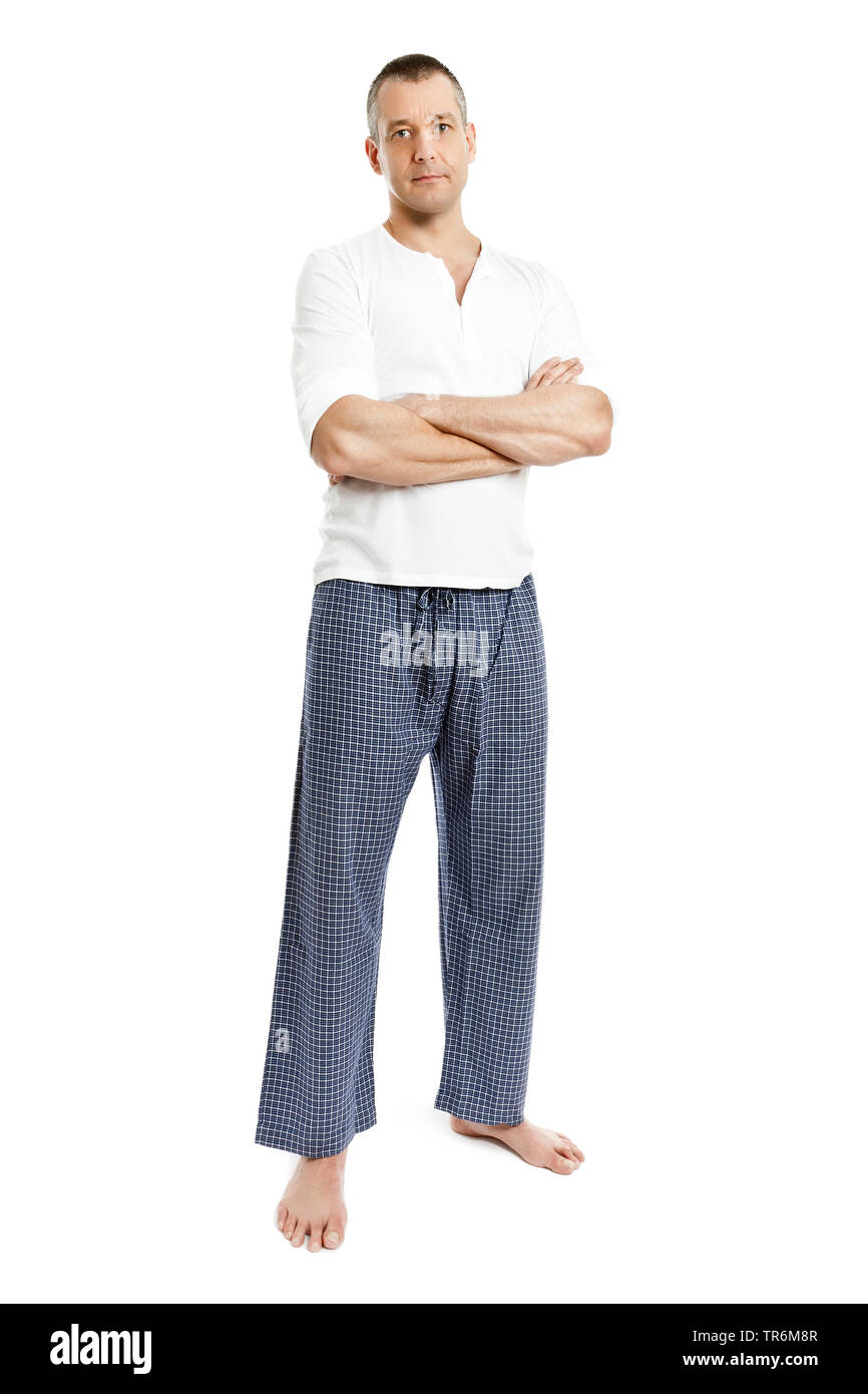 handsome man in pyjama, Germany Stock Photo