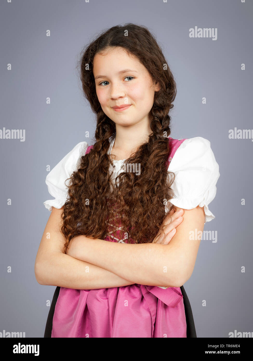 Young Girl In A Dirndl Germany Bavaria Stock Photo
