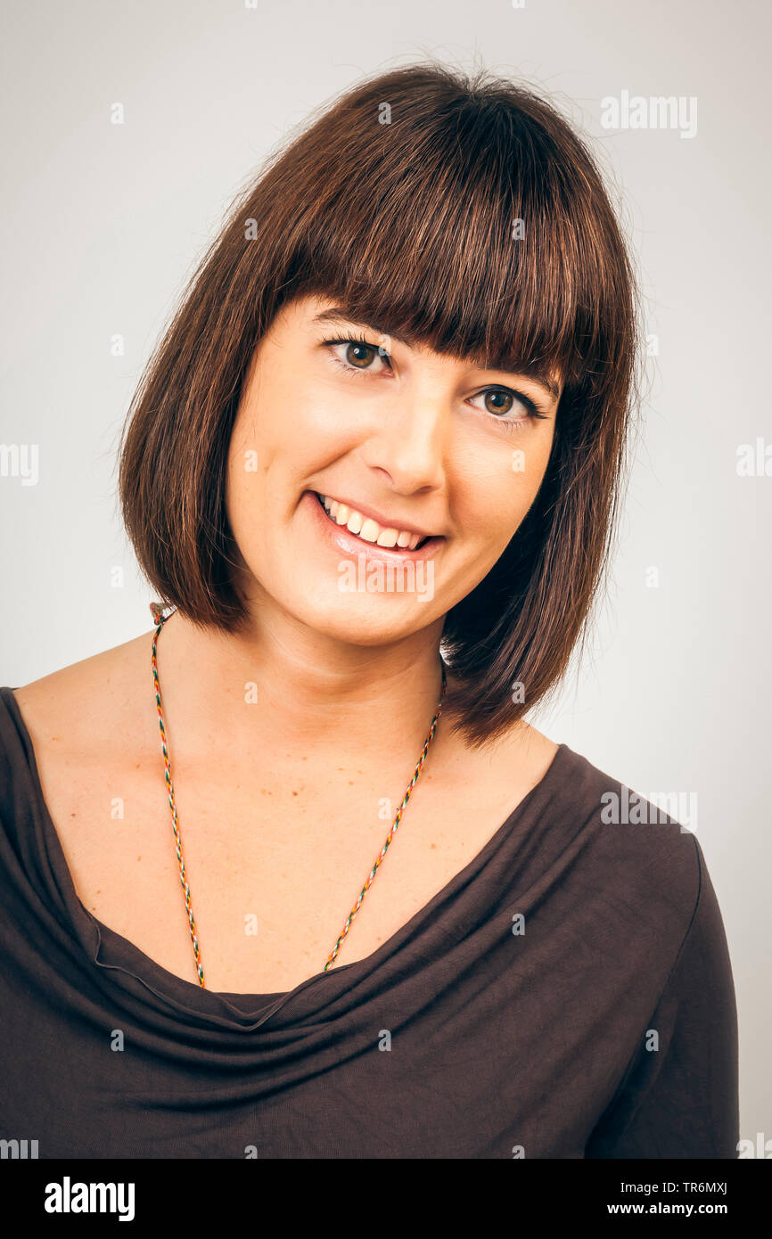 Female Long Dark Hair Fringe Eyes Stock Photos Female Long Dark