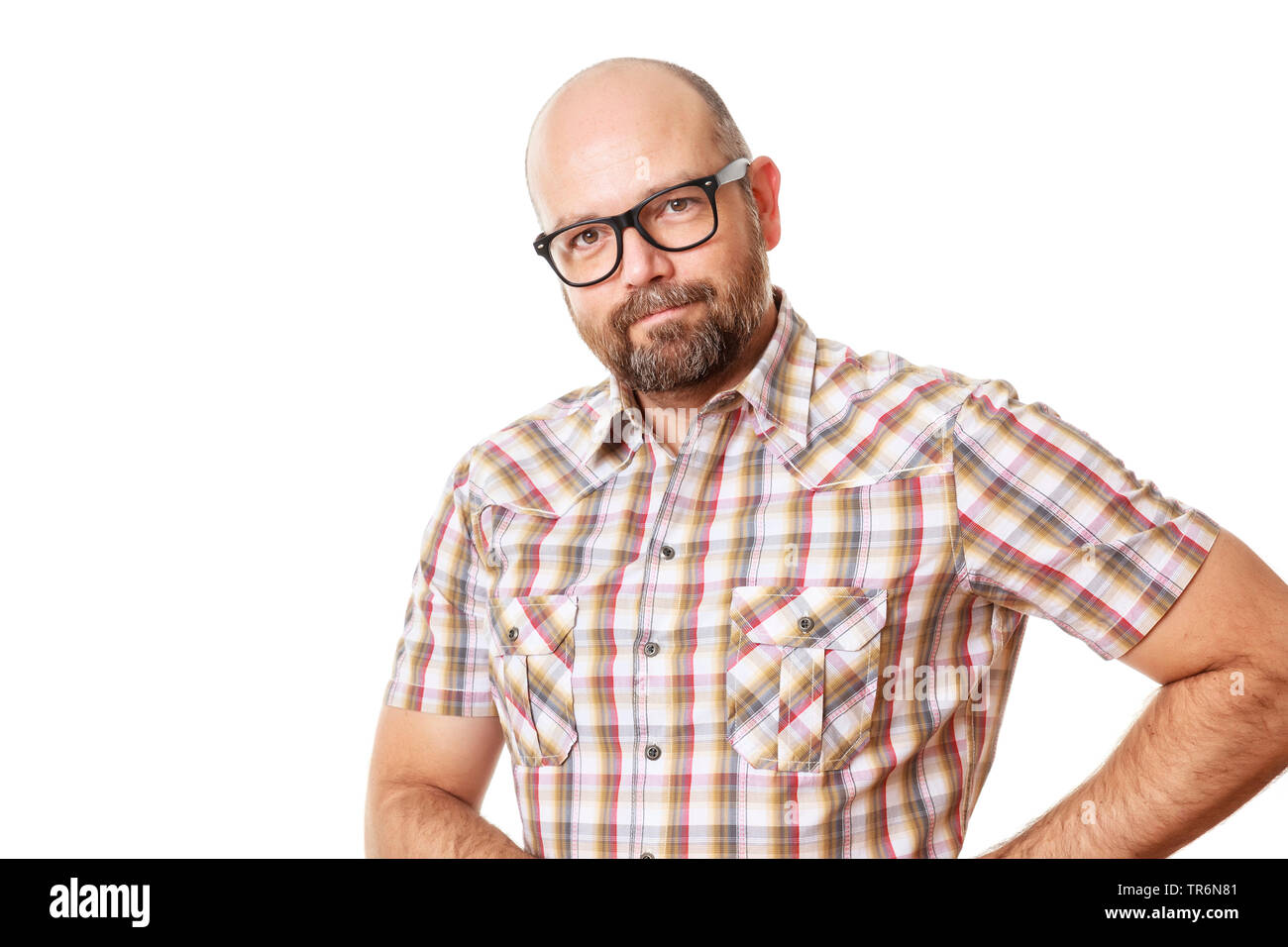 elderly man with chequered shirt, Germany Stock Photo