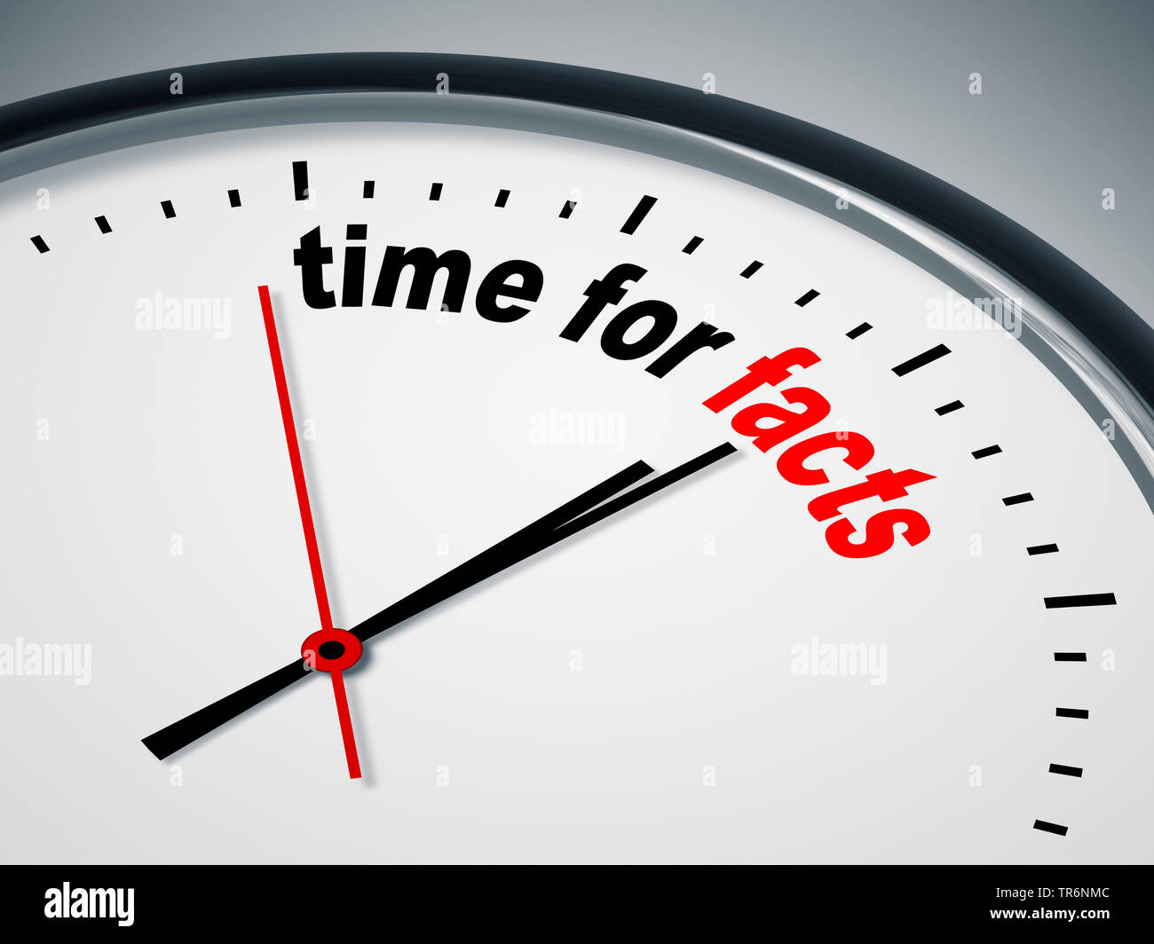 clock face with inscription time for facts Stock Photo