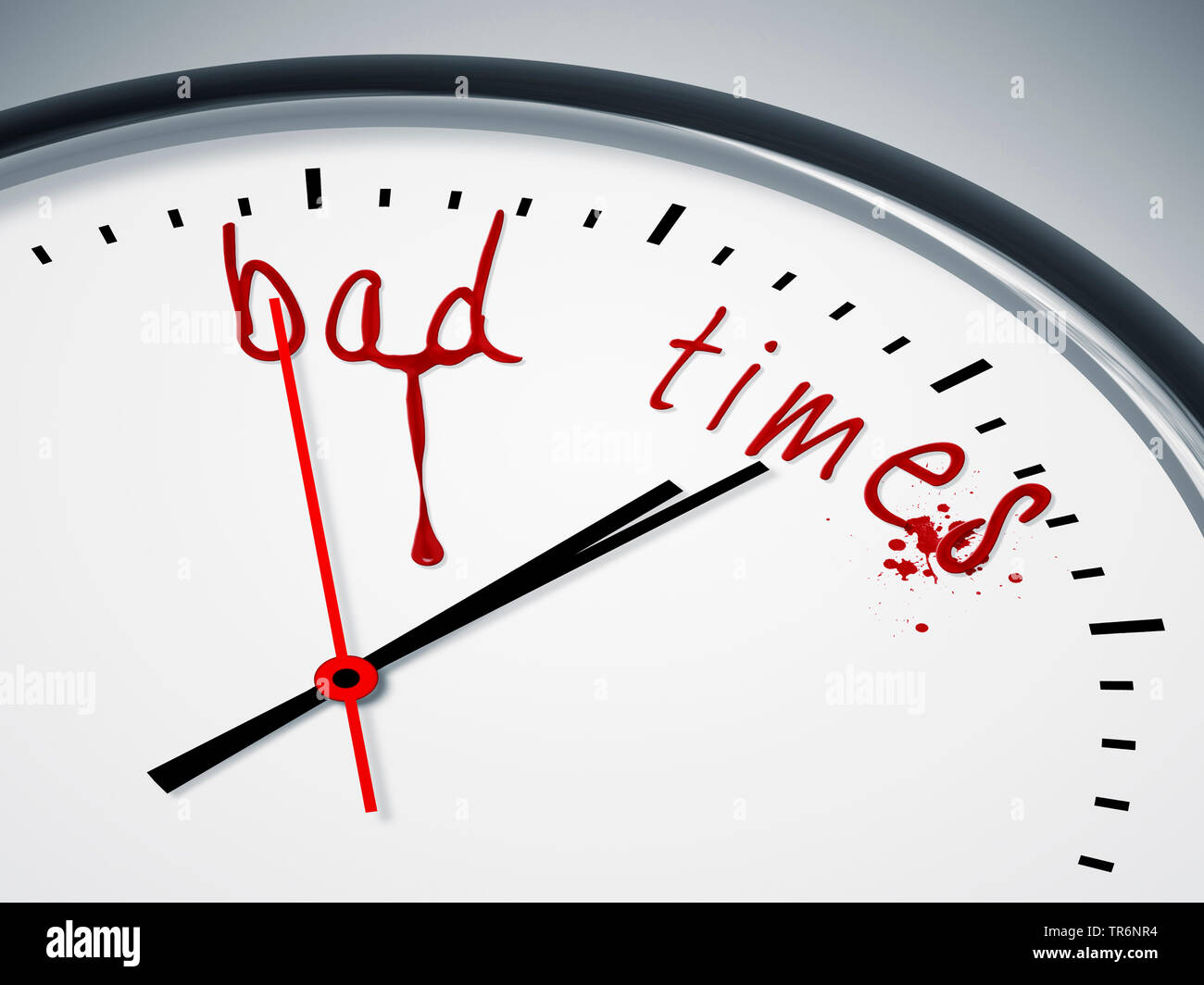 clock face with inscription bad times Stock Photo