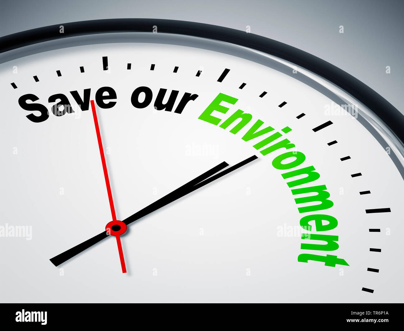 clock face with inscription Save Our Environment Stock Photo - Alamy