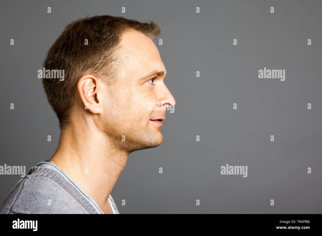 portait of a blond man with blue eyes, Germany Stock Photo