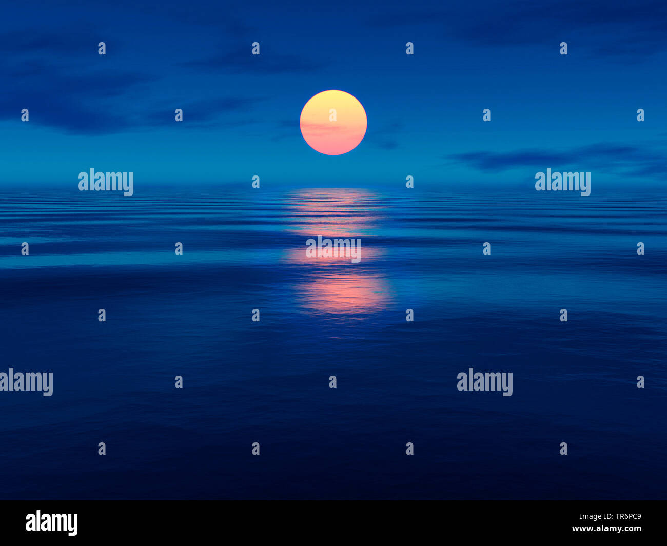 Sunset over water drawing hi-res stock photography and images - Alamy