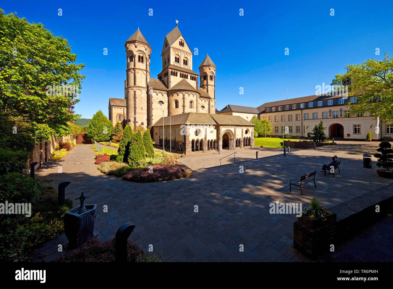Maria Laach Abbey, Germany, Rhineland-Palatinate, Eifel, Glees Stock Photo