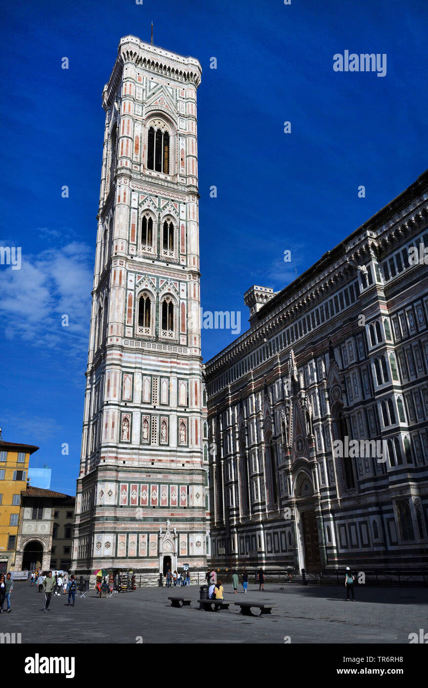 Piazza del Duomo with Giotto's Campanile, Italy, Florence Stock Photo