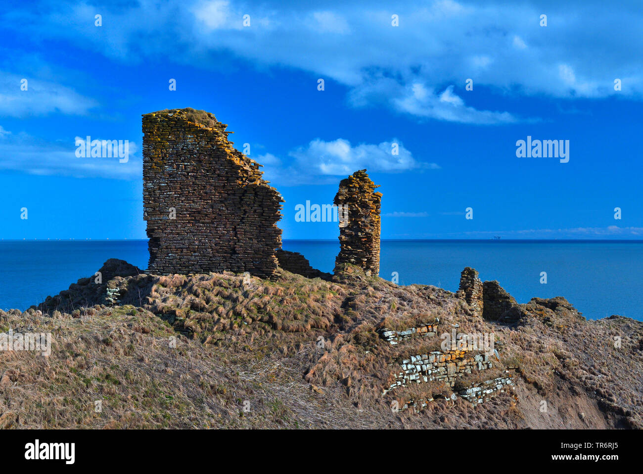 Forse Castle ruin, United Kingdom, Scotland, Caithness Stock Photo
