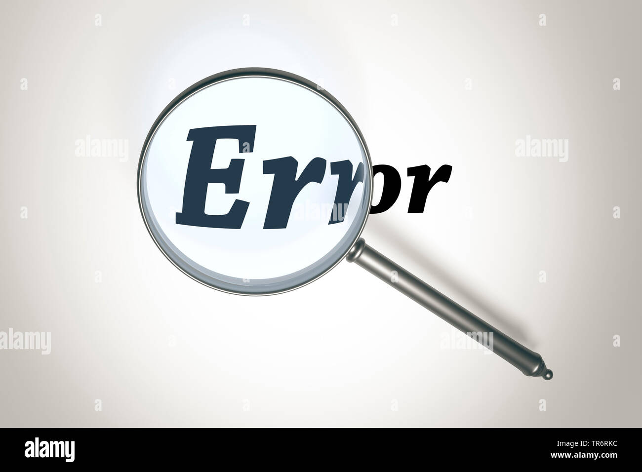 magnifying glass with the word Error Stock Photo - Alamy