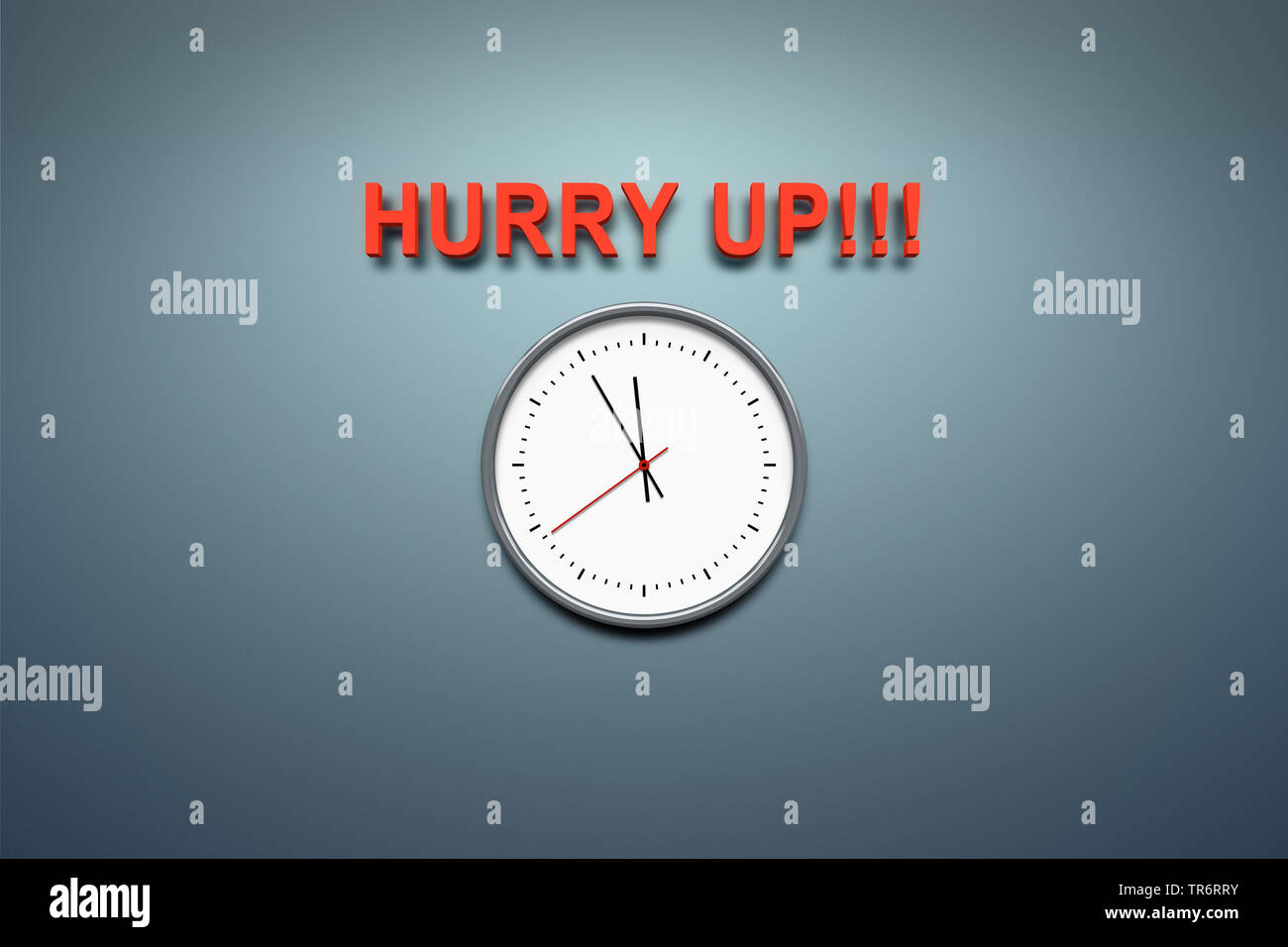 clock with English title Hurry Up!!! Stock Photo