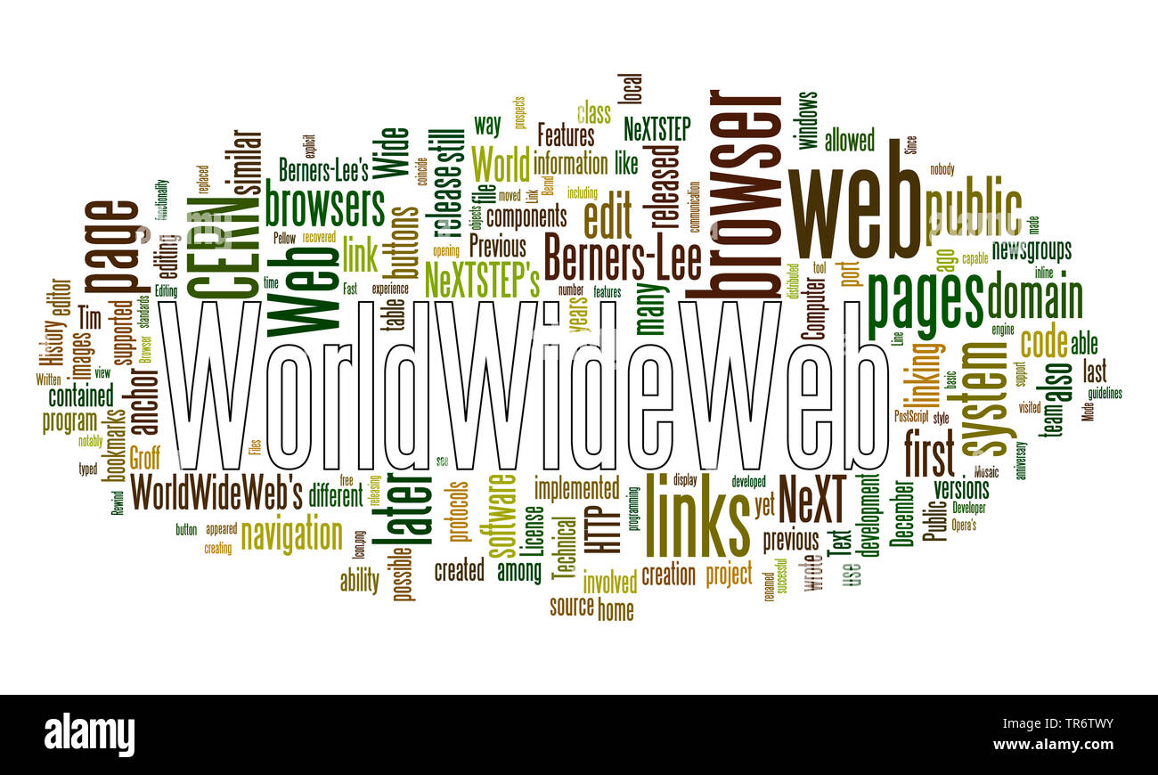 tag cloud on the subject worldwideweb Stock Photo