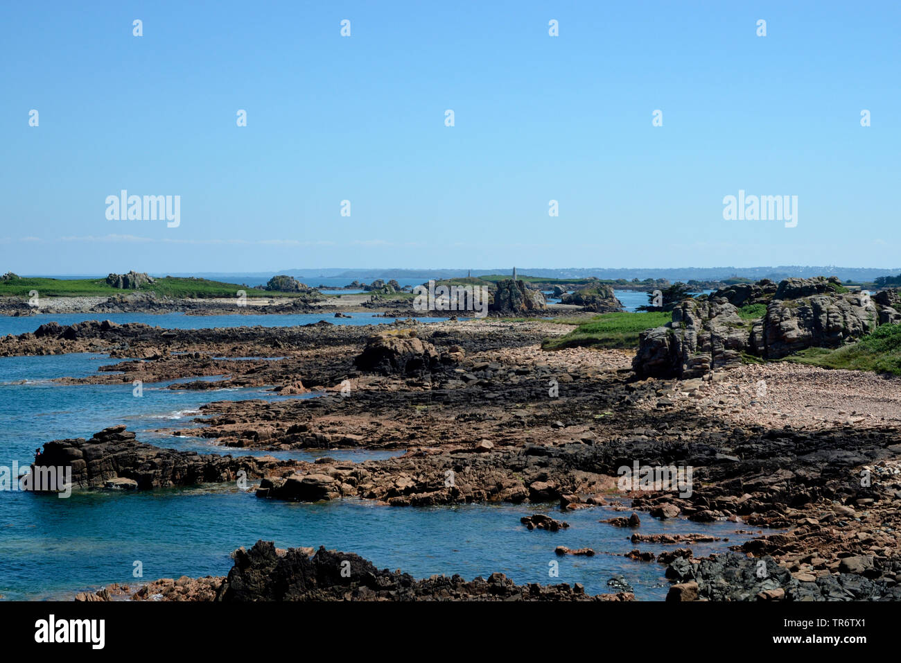 rocky coast, France, Brittany, Ile de Brehat Stock Photo