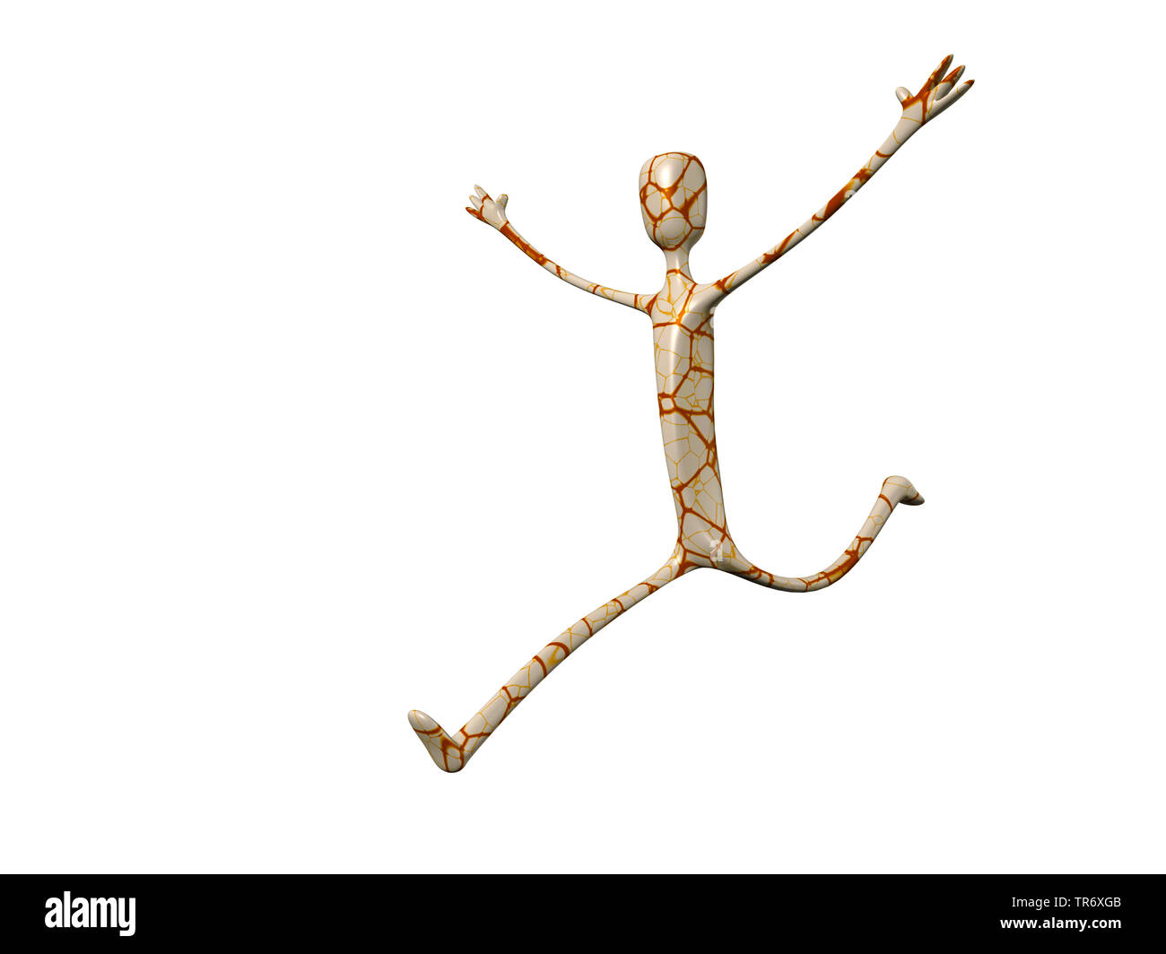 Matchstick figure, single man joyful cutting a caper Stock Photo Alamy