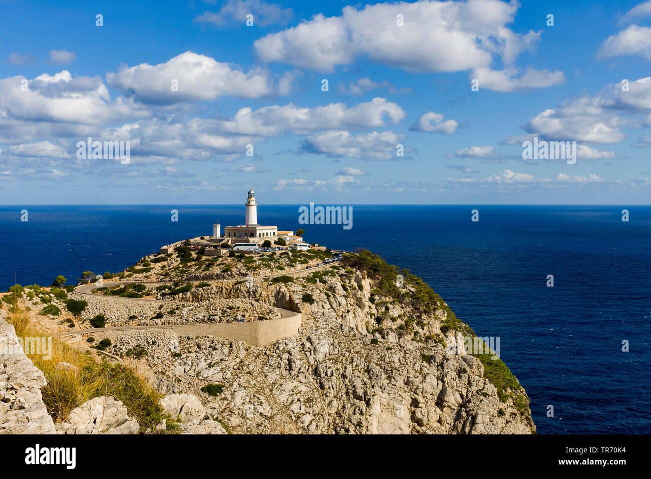 Lighthouse at Cape Formentor, Spain, Balearic Islands, Majorca Stock Photo