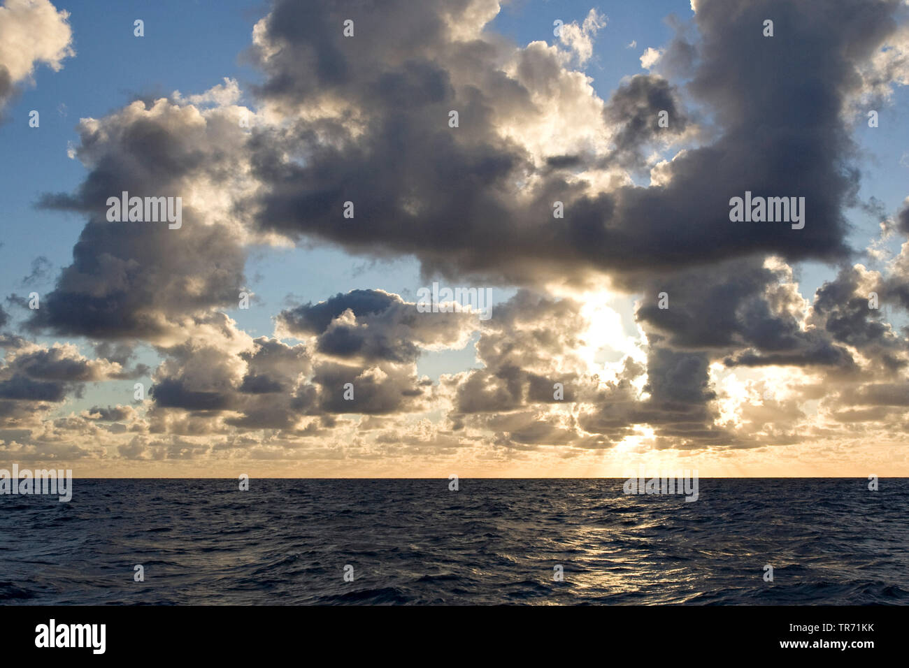 Cloudy skies over the North Sea, Netherlands Stock Photo