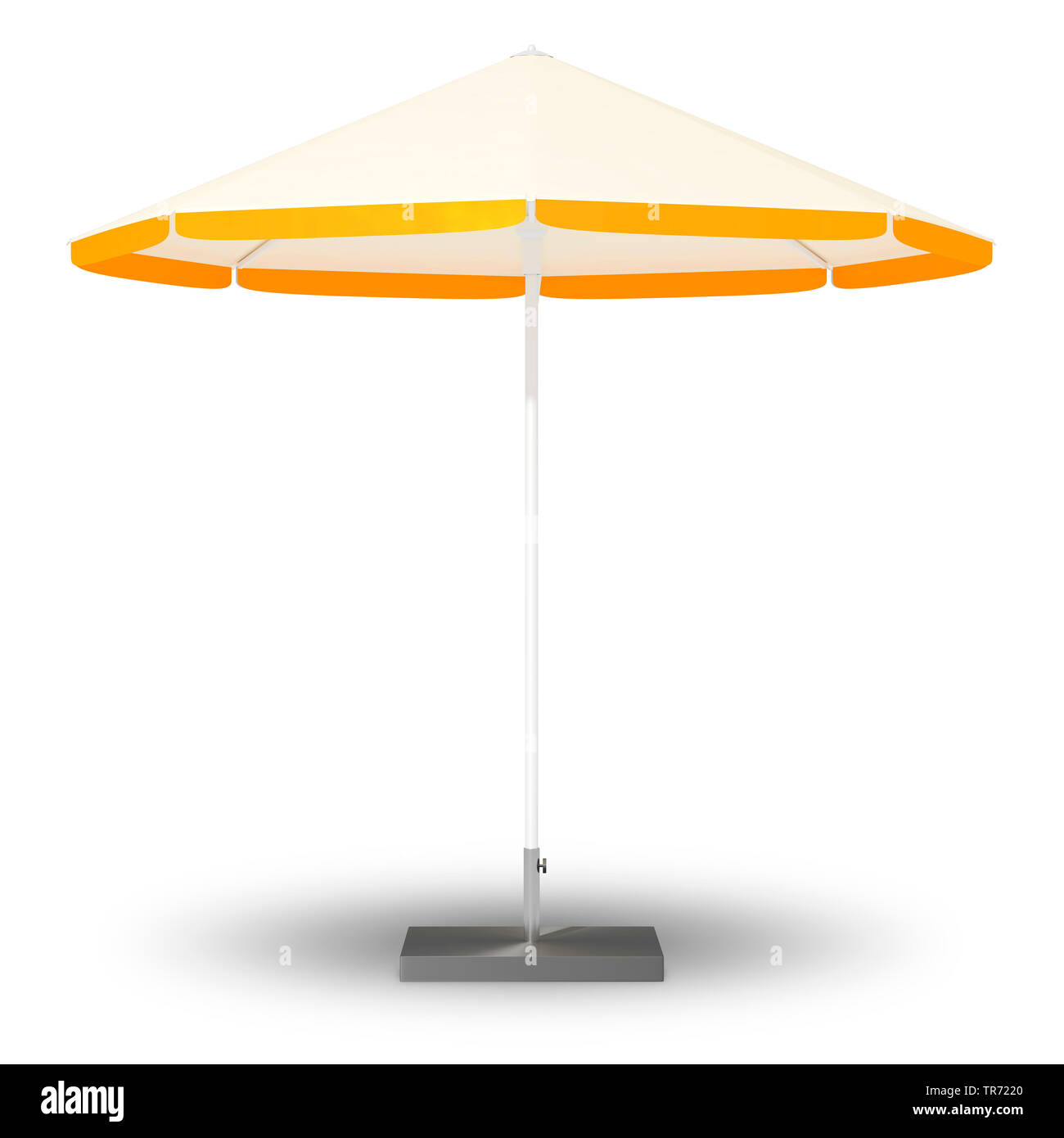 3D computer graphic, umbrella in orange color with indicated shadow ...