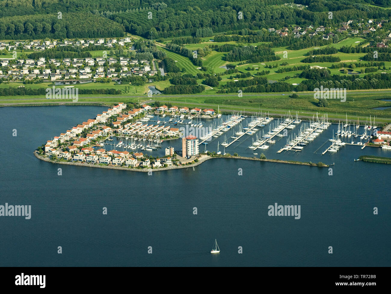 Houtribhaven Lelystad, aerial photo, Netherlands, Flevopolder Stock Photo