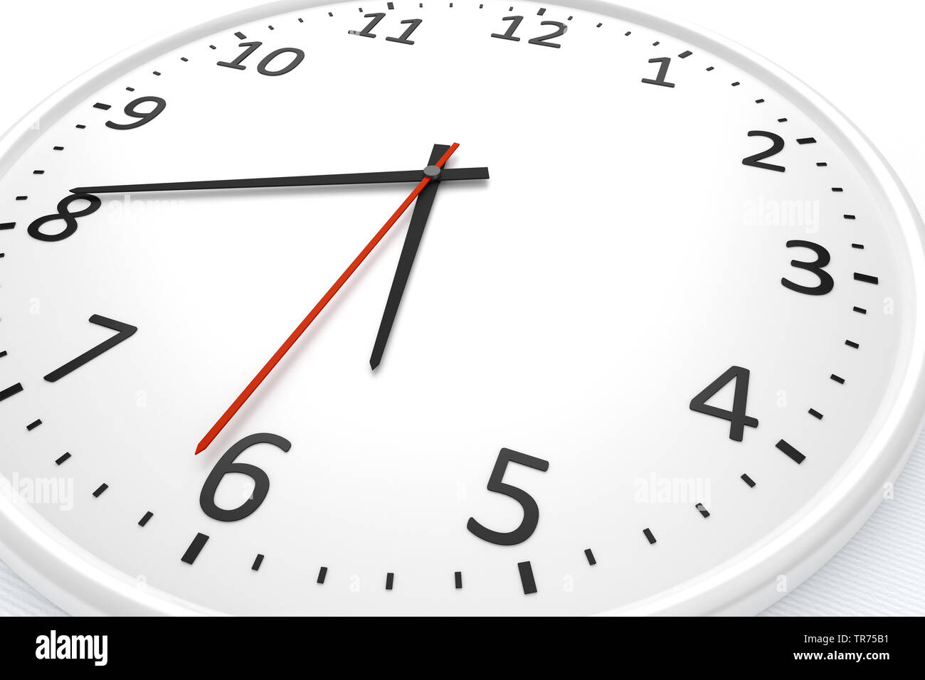 white clock against white background at 20 to 6 o'clock Stock Photo Alamy