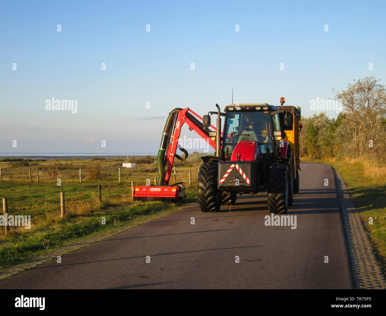Tractor driving in dunes at Vlieland, Netherlands, Frisia, Vlieland Stock Photo