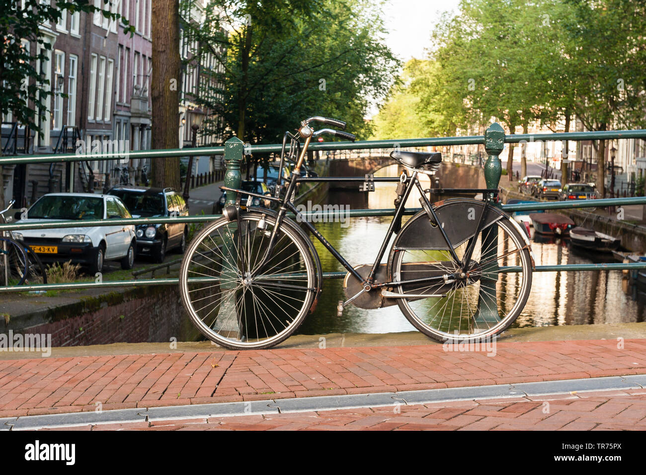 bike on a bridge in Amsterdam, Netherlands, Northern Netherlands