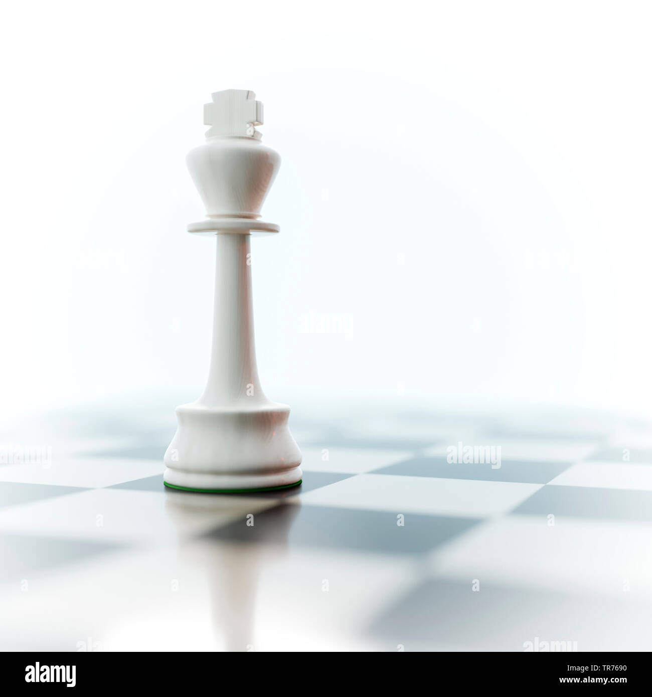 white king on a chess board, computer graphik Stock Photo