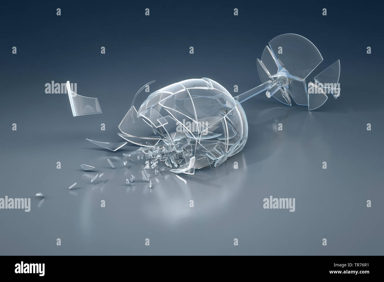 broken vine glass Stock Photo