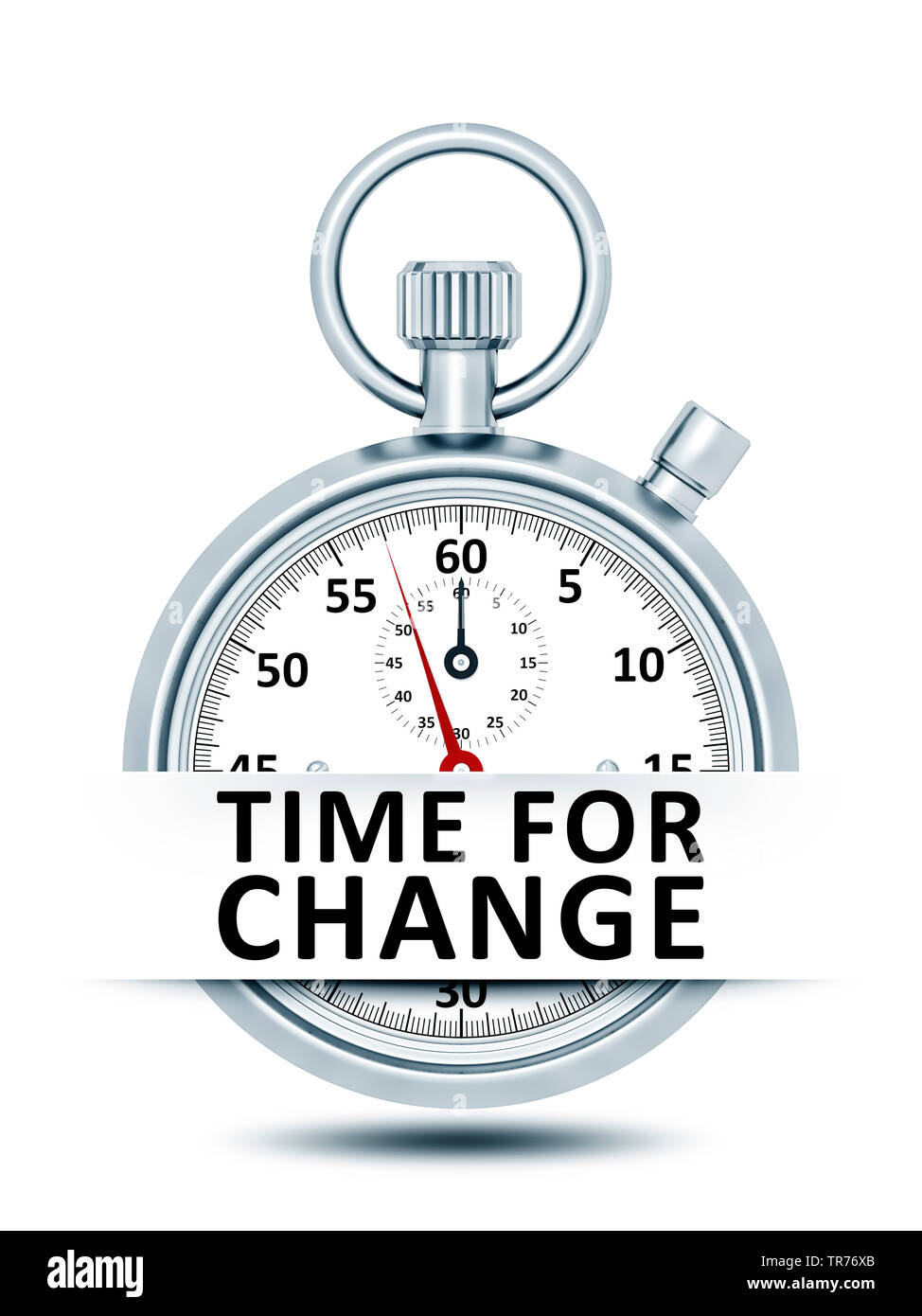 3D computer graphic, stopclock against white background lettering TIME ...