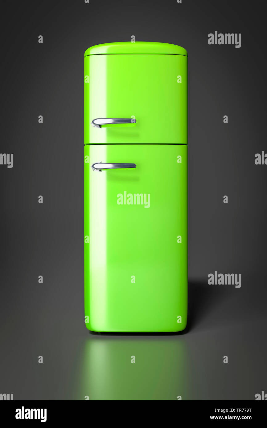 green refrigerator with freezer, computer graphik Stock Photo