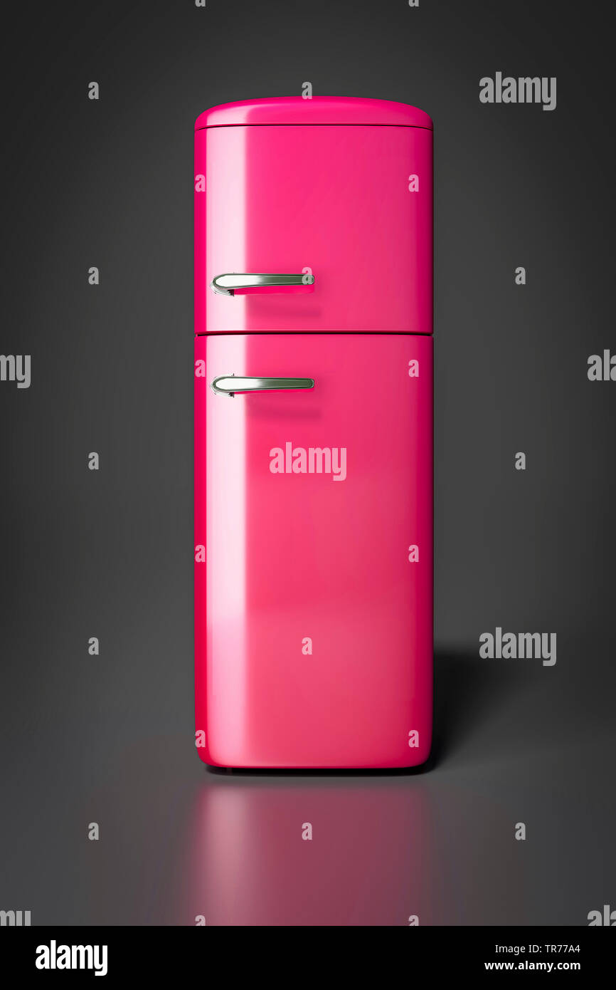 pink refrigerator with freezer, computer graphik Stock Photo