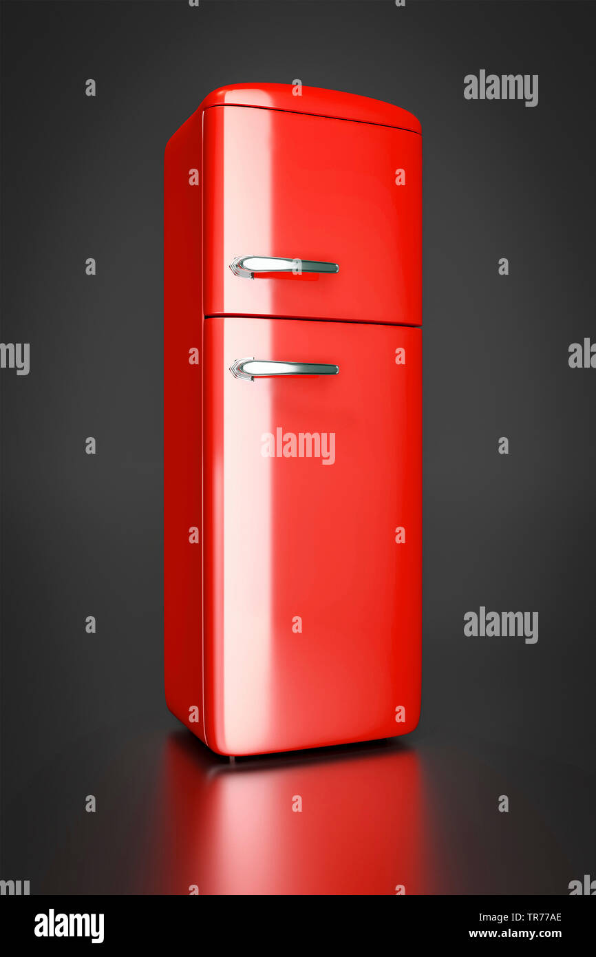red refrigerator with freezer, computer graphik Stock Photo