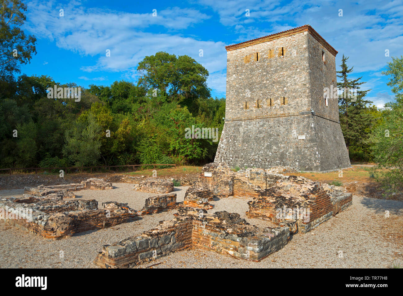 venezian tower in Butrint, Albania, Saranda, Butrint Stock Photo