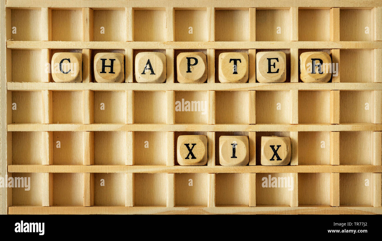 wooden game with the word chapter XIX Stock Photo