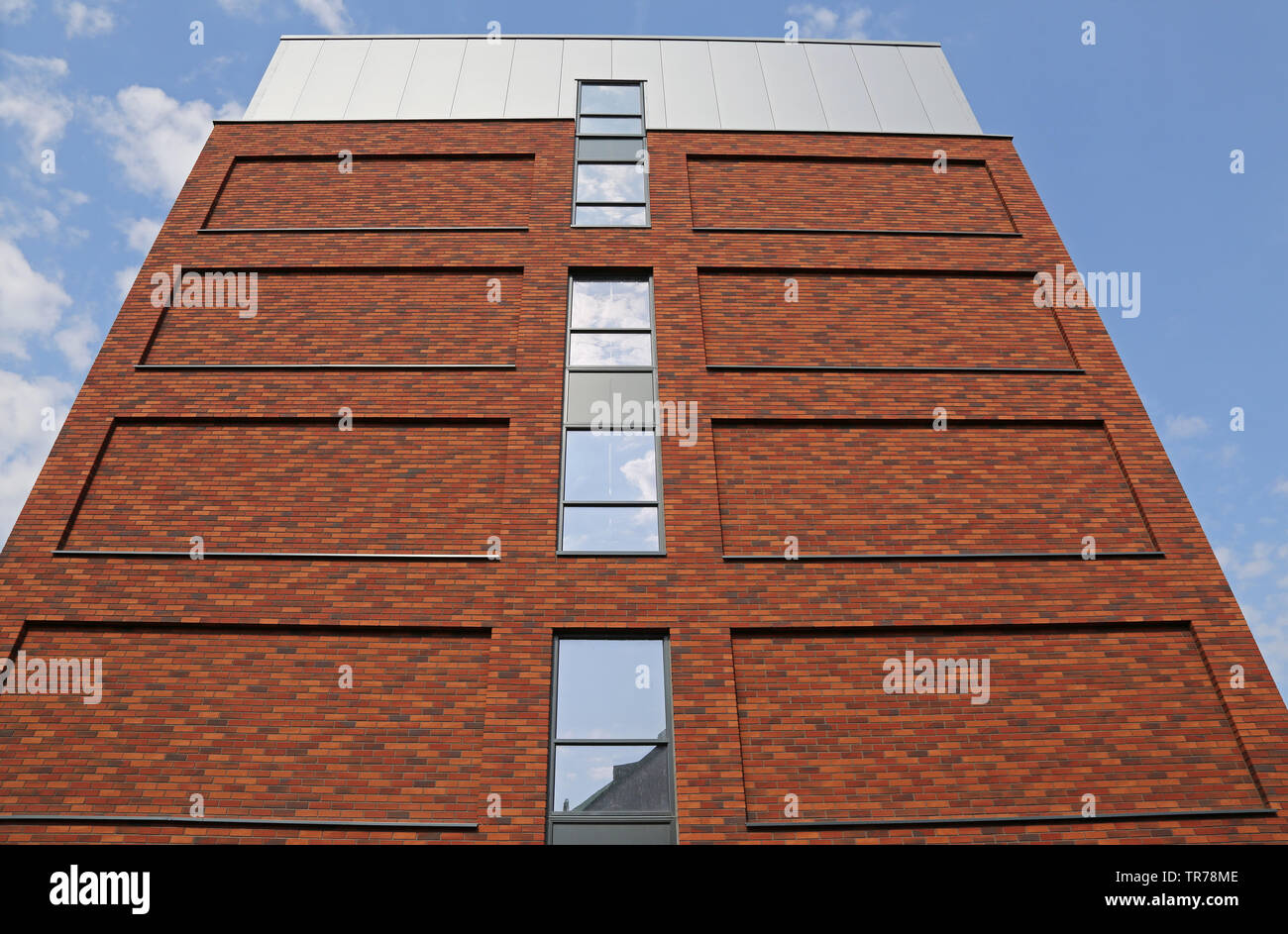 Berkshire House, Reading, UK. An office block remodelled to provide student accommodation. Work included recladding the building with brick slips. Stock Photo