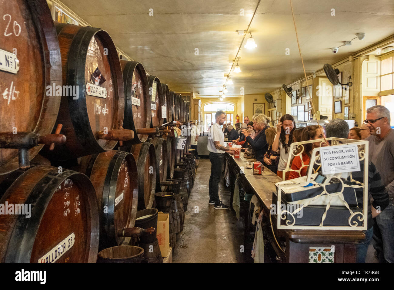 Antigua Casa Del Guardia, traditional wine bar in Malaga, Spain. Stock Photo