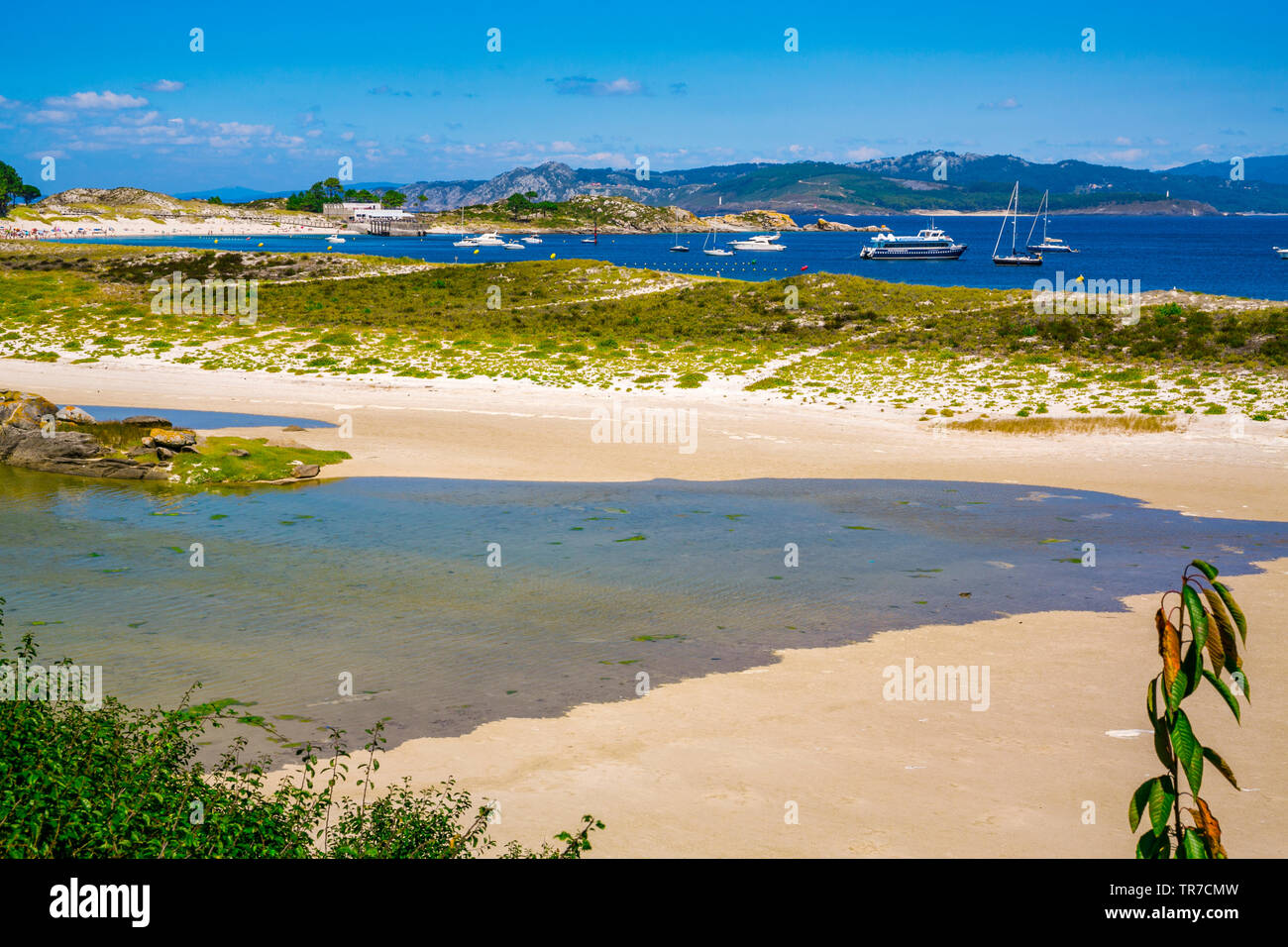 Cies Islands. Atlantic Islands of Galicia National Park. Vigo estuary. Rias Baixas. Pontevedra province. Galicia. Spain Stock Photo