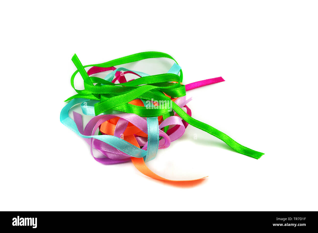 Rope colorful for ribbon bow isolated on white background Stock Photo