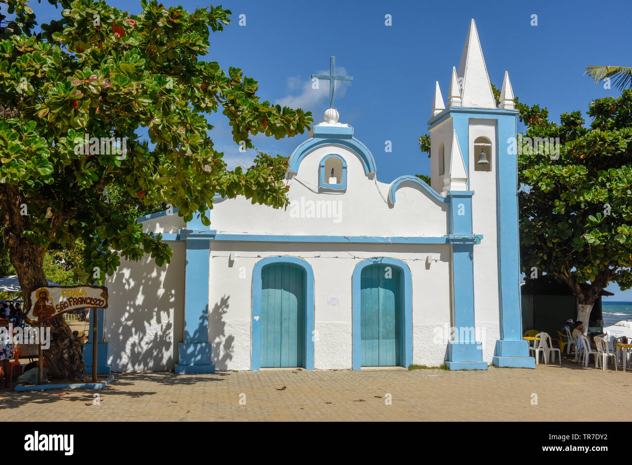 Colonial church of mainly square in the Praia do Forte beach on Brazil ...