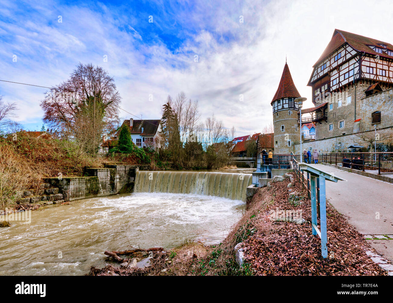 Balingen, Germany, 03/16/2019: The landmark of the city is the Zollernschloss. Adjacent to it is the former tanner quarter, also known as 'Little Veni Stock Photo