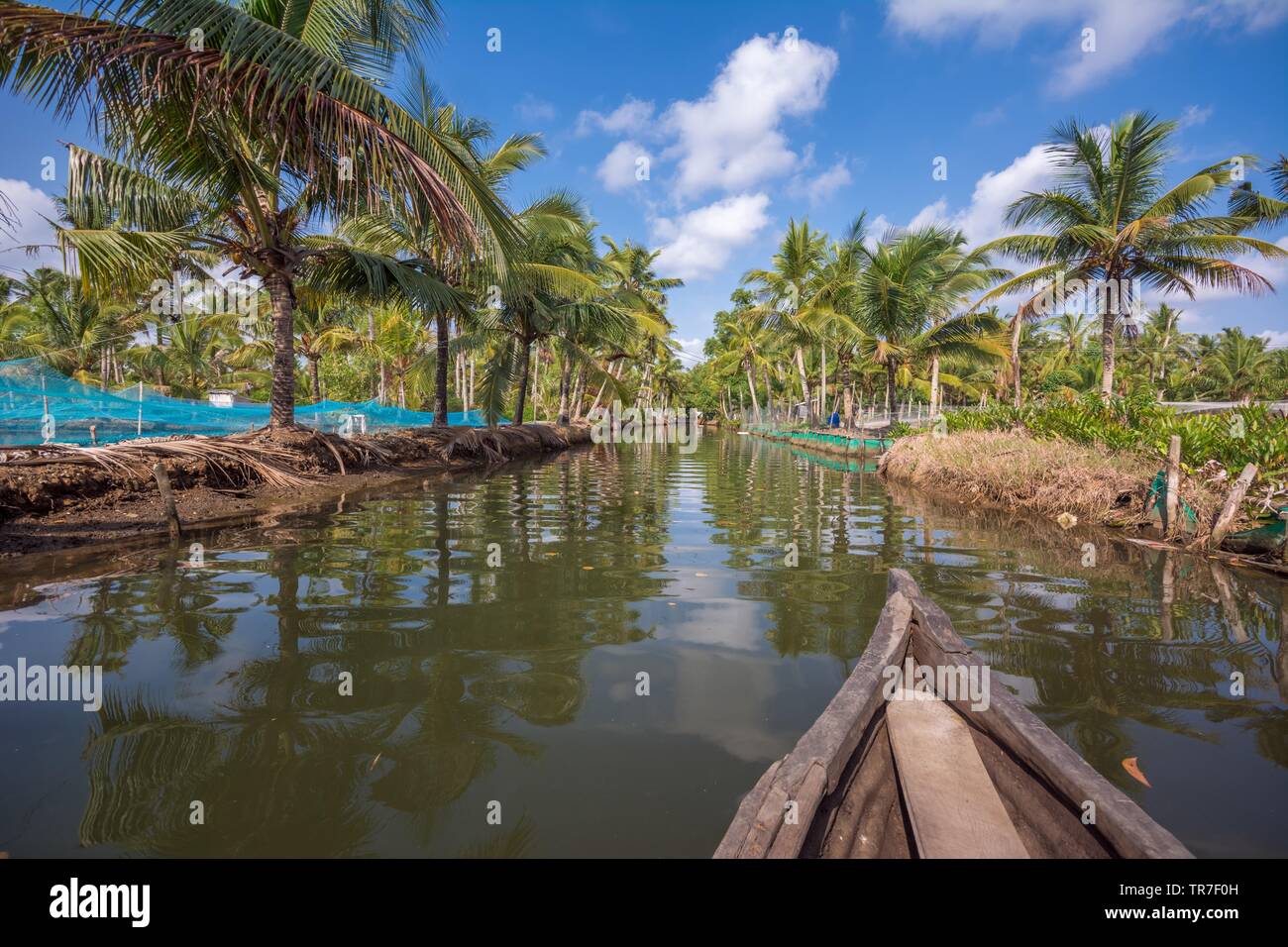 Munroe Island, Kollam, Kerala, India May 26, 2019 Fish farm in