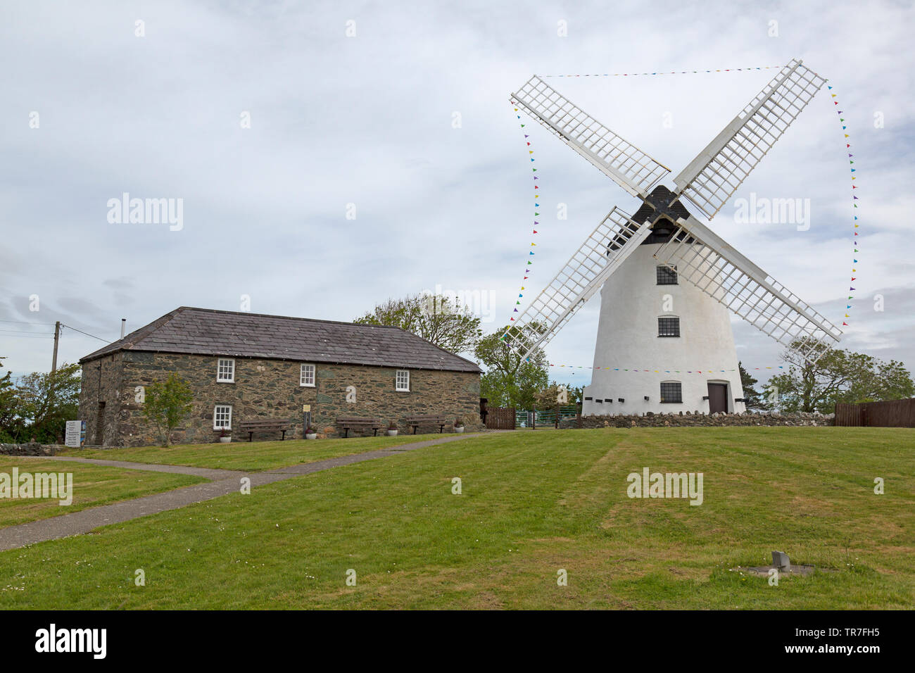 Melin Llynnon, or Llynnon Mill. The only working windmill left on the Island of Anglesey in North Wales. Built in 1775. Stock Photo
