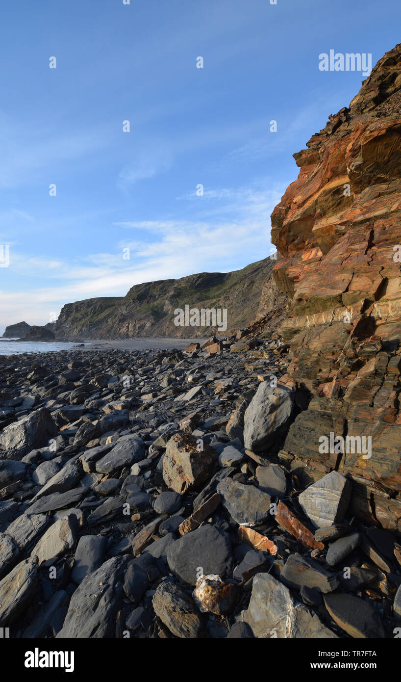 Cliffs Strangles Beach North Cornwall Coast Stock Photo