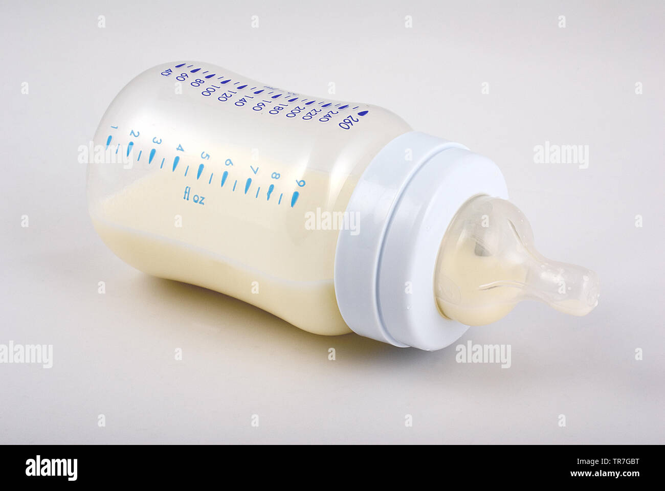 baby bottle with milk isolated on white Stock Photo