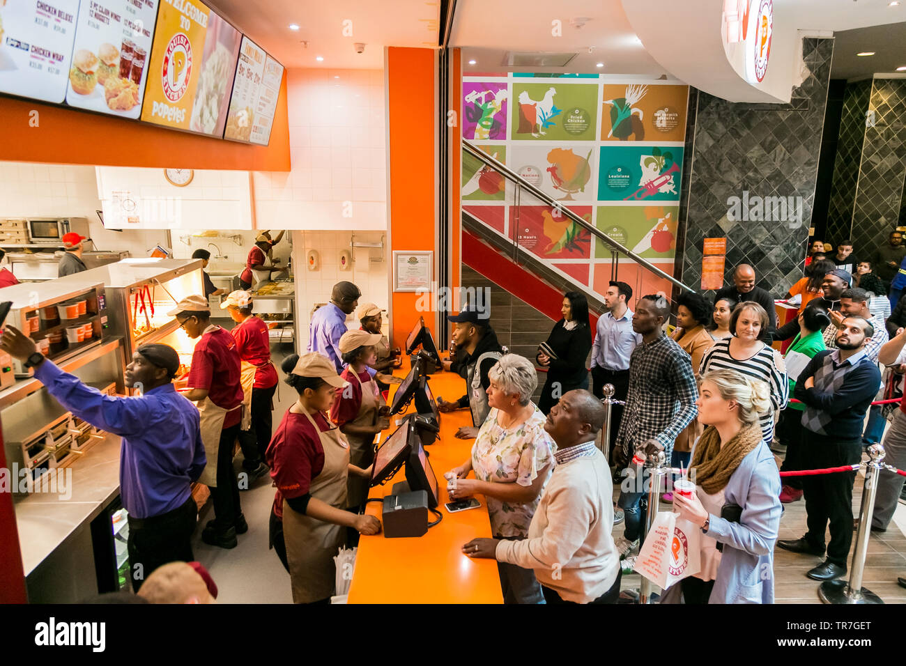 Johannesburg, South Africa July 13 2017 Customers at a Popeyes Take