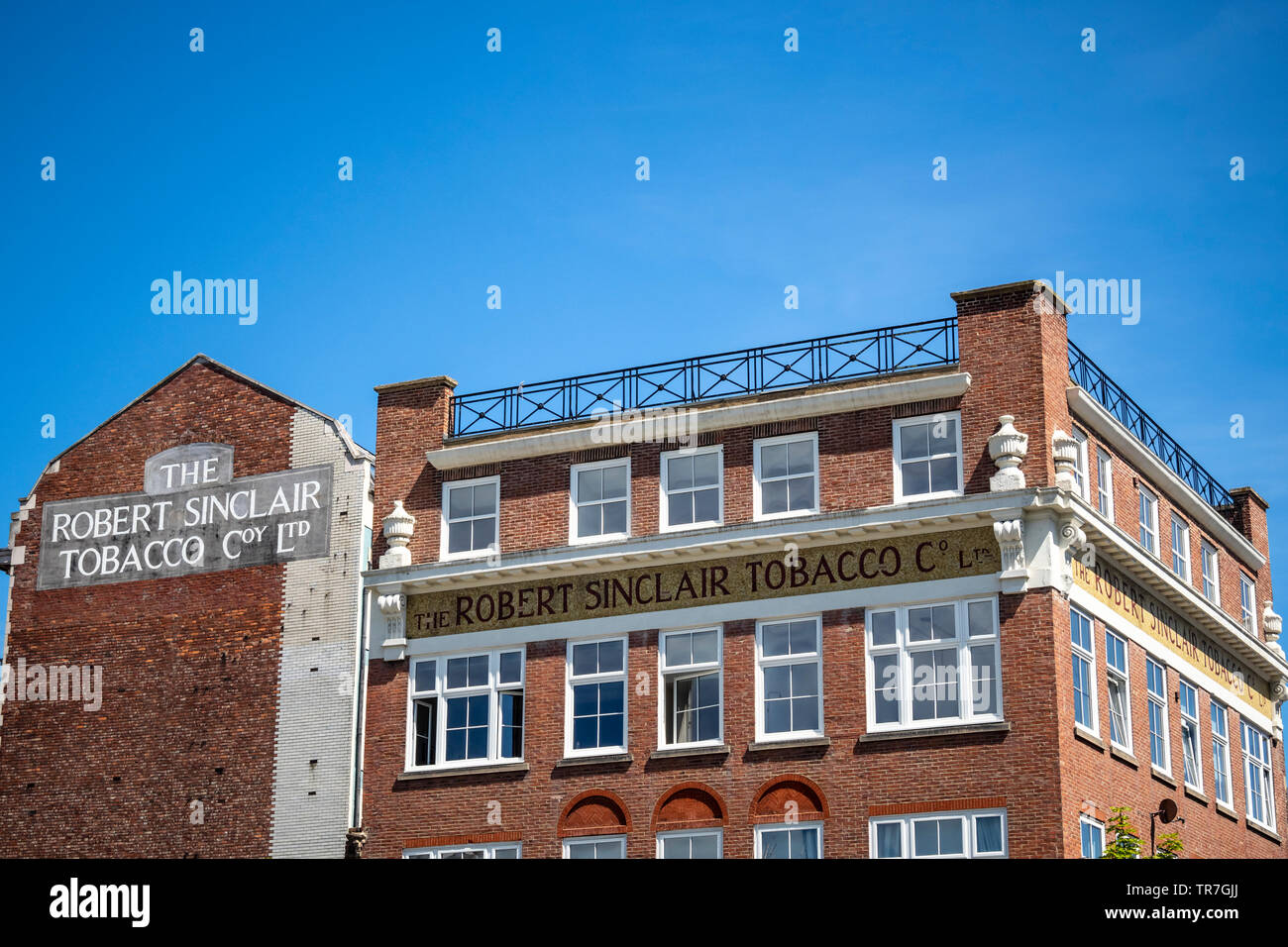 The Robert Sinclair Tobacco building, now apartments, on the junction of  St. James Boulevards & Westgate Road, Newcastle upon Tyne, Tyne and Wear,  UK Stock Photo