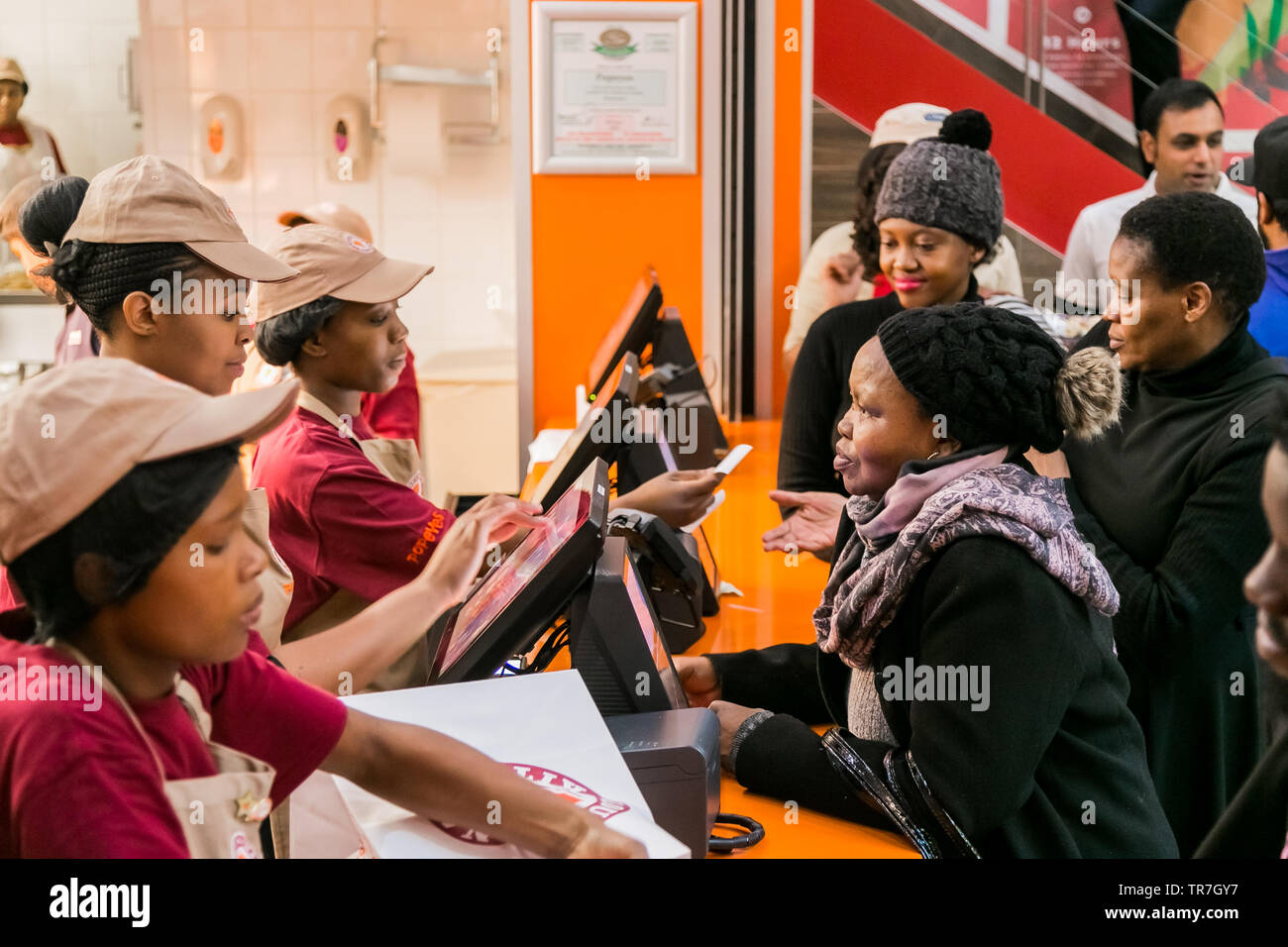 Johannesburg, South Africa July 13 2017 Customers at a Popeyes Take