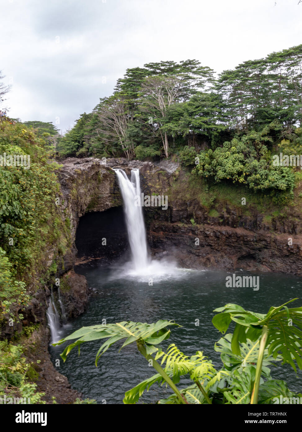 Rainbow falls in Hilo, Hawaii Stock Photo