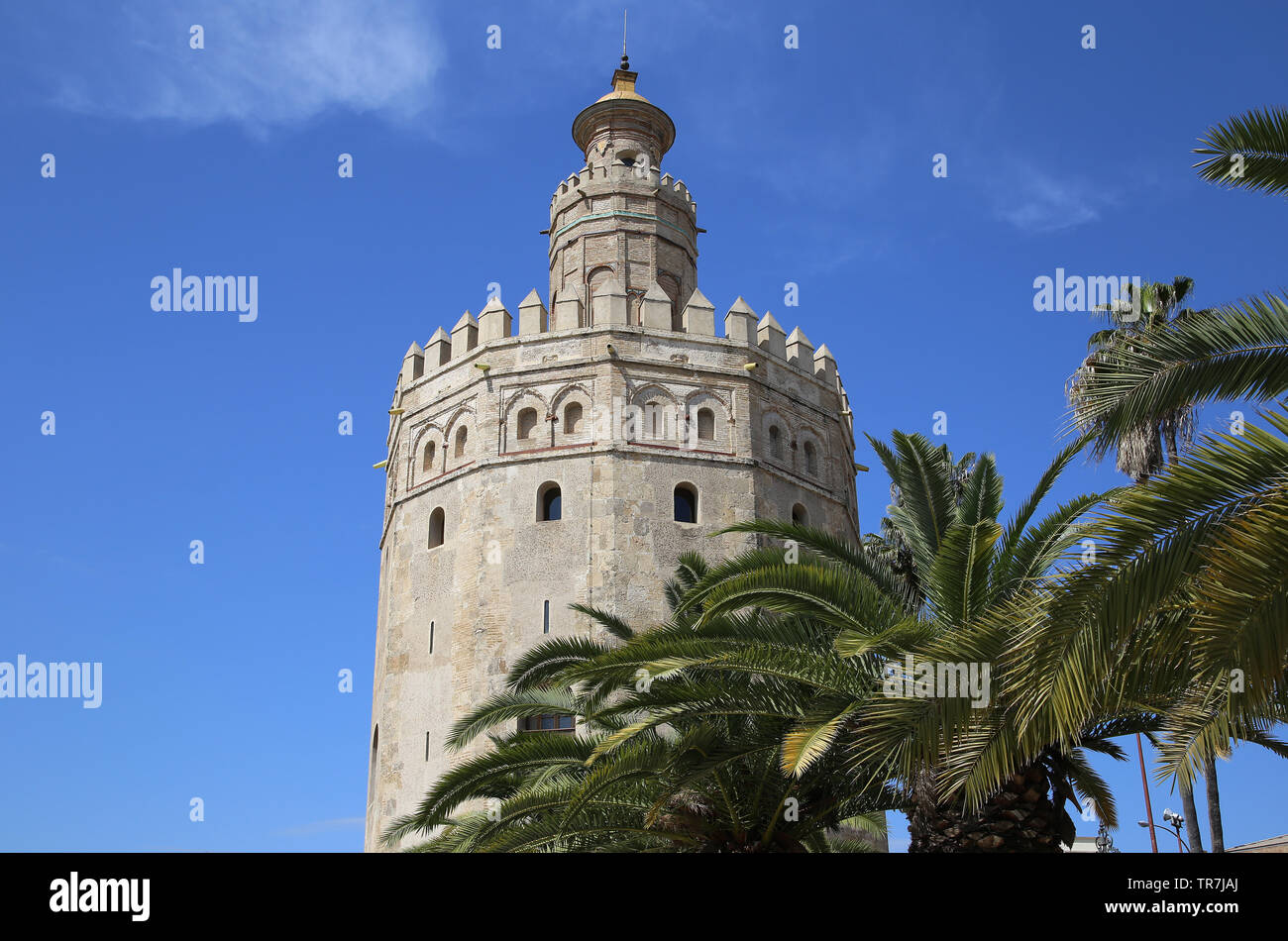 Spain. Andalusia. Seville. Tower of  Gold. 1220-1221. Almohad Caliphate. Stock Photo
