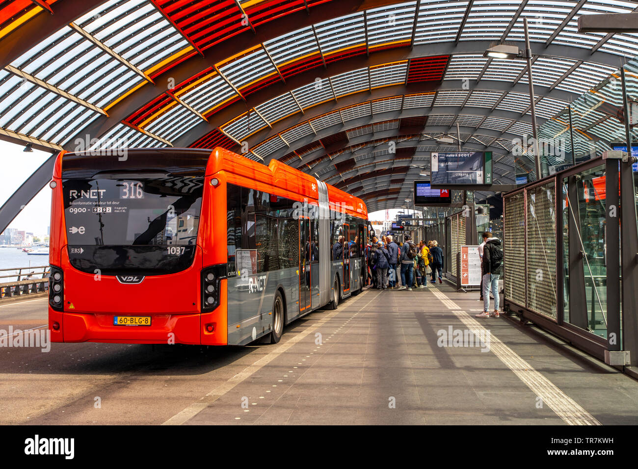 Amsterdam, Netherlands, Central Bus Station, right next to Amsterdam  Central Station, electric bus Stock Photo - Alamy