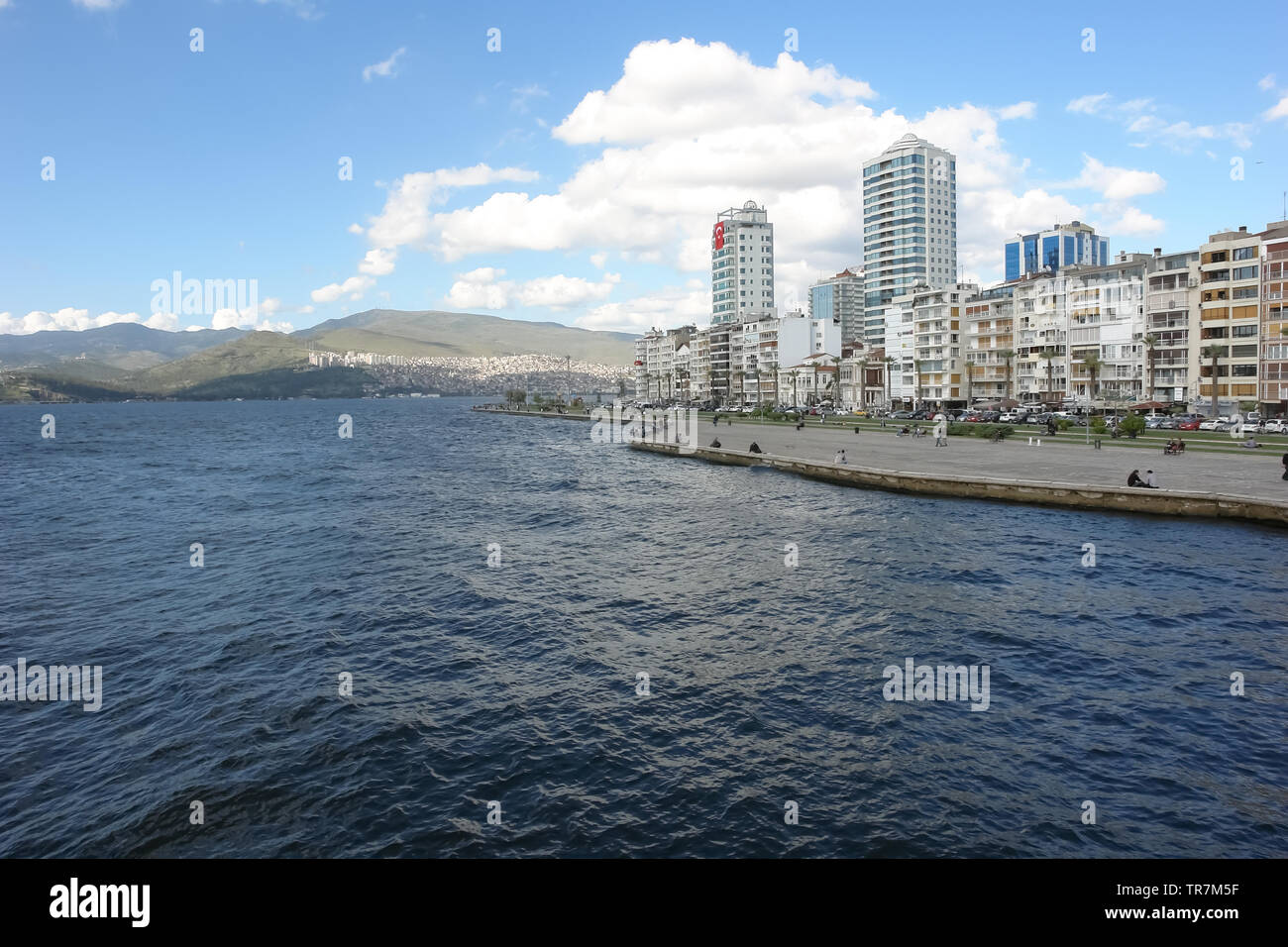 Picturesque panorama of the bay and the embankment of the city of Izmir, Turkey. Stock Photo